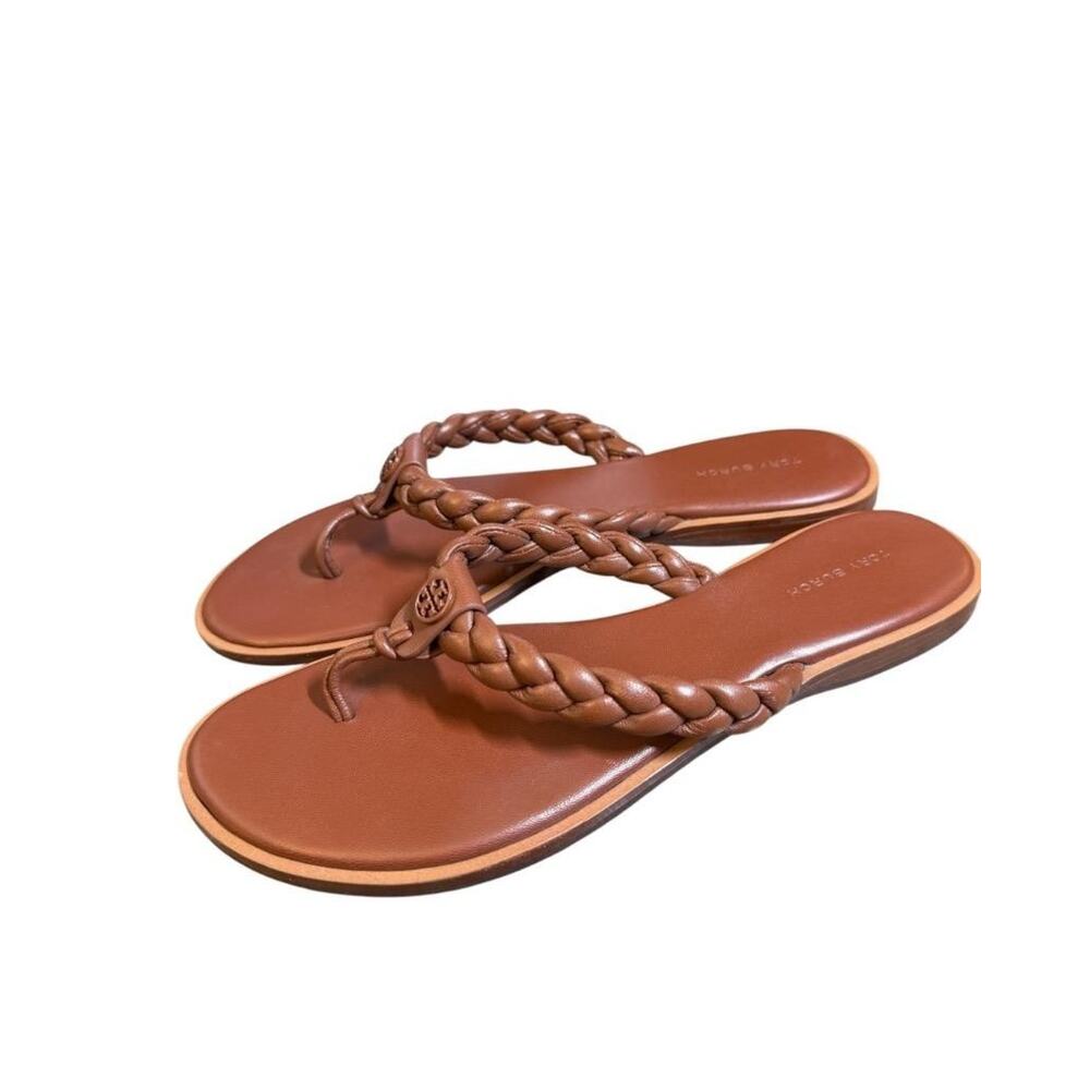 Tory Burch Benton Braided Leather Slide Sandal Brown Women size 10 - Picture 2 of 5
